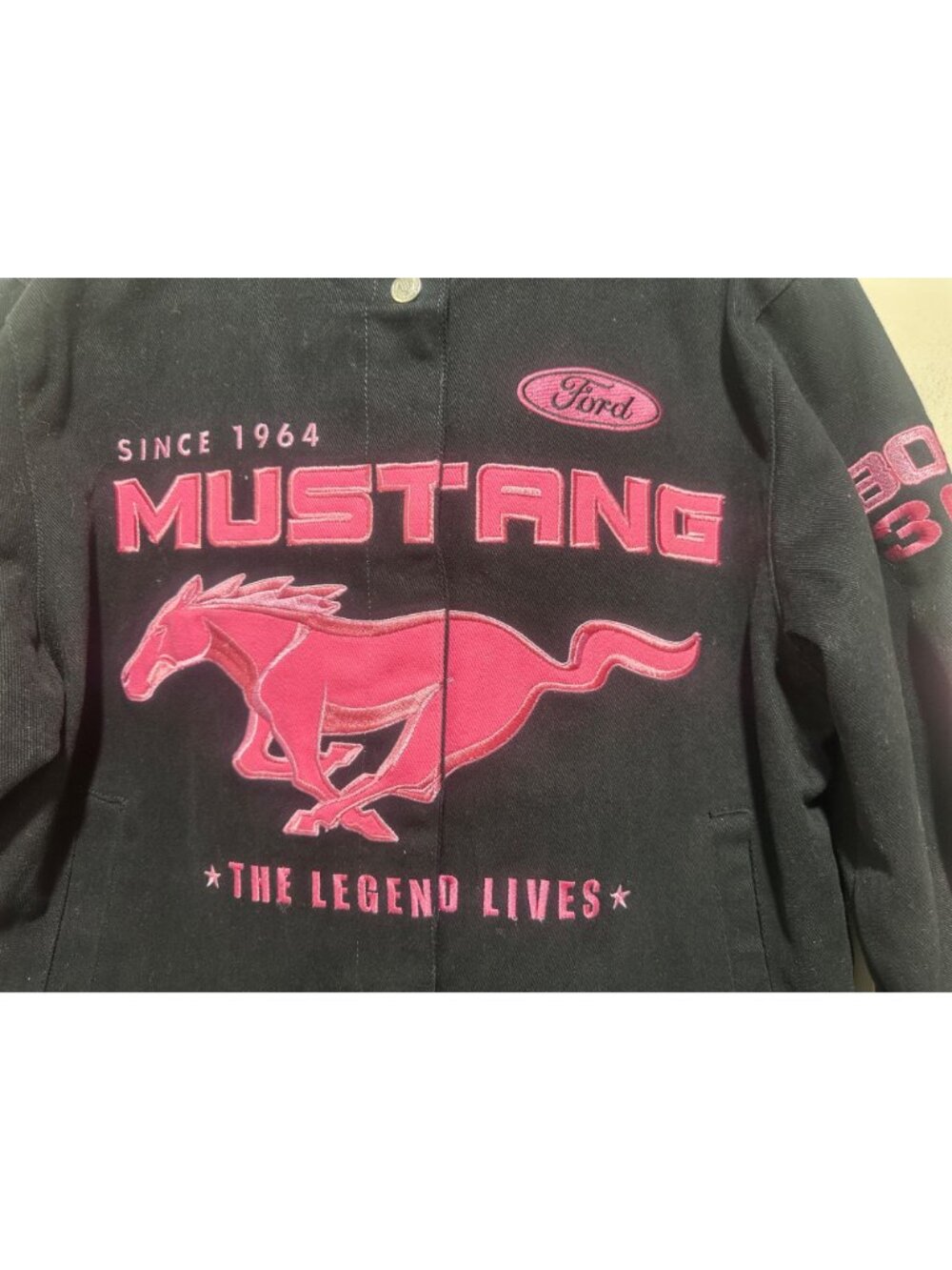 JH Design Ford Mustang Racing Jacket Womens Medium Embroidered Heavy Canvas Y2K - Picture 11 of 16